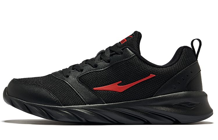 

Прочные дышащие низкие кроссовки для бега мужские Jet Black Red Erke