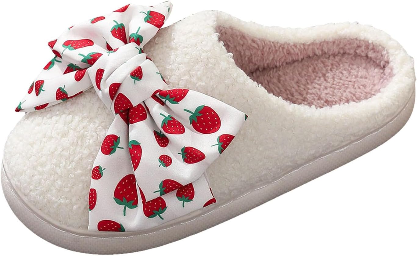 

Женские тапочки с эффектом памяти, комфортные, противоскользящие, пушистые, уютные, мягкие, с плюшевой подкладкой из флиса, с бантом, домашние тапочки для женщин и мужчин Generic, Slipper B