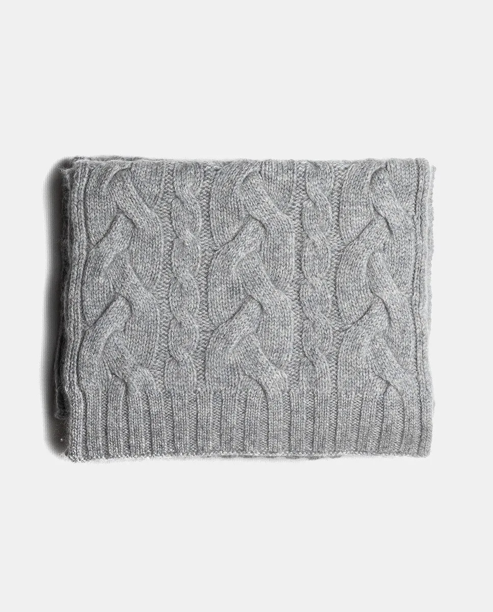 

Шарф из 100% кашемира с восьмерками цвета экрю Bel Cashmere, серый