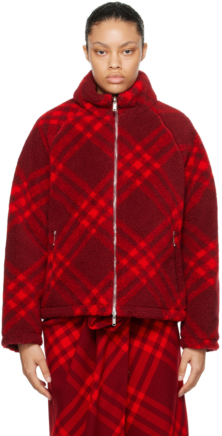 

Красная двусторонняя куртка в клетку Burberry