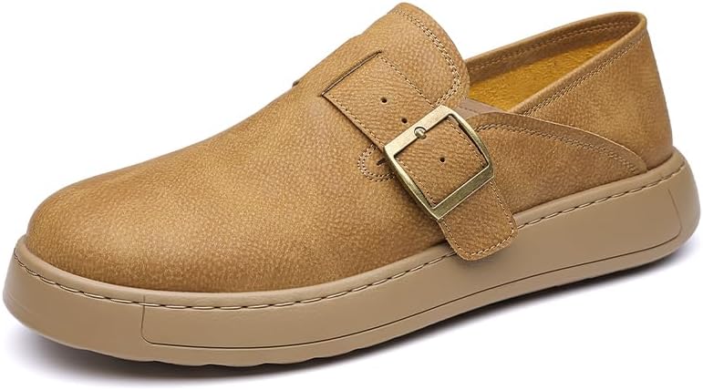 

Мужские стильные повседневные лоферы с пряжкой и подошвой из микрофибры и полиуретана идеально подходят для прогулок по городу, творческих офисов и повседневных выходов Meixi Mobile, коричневый