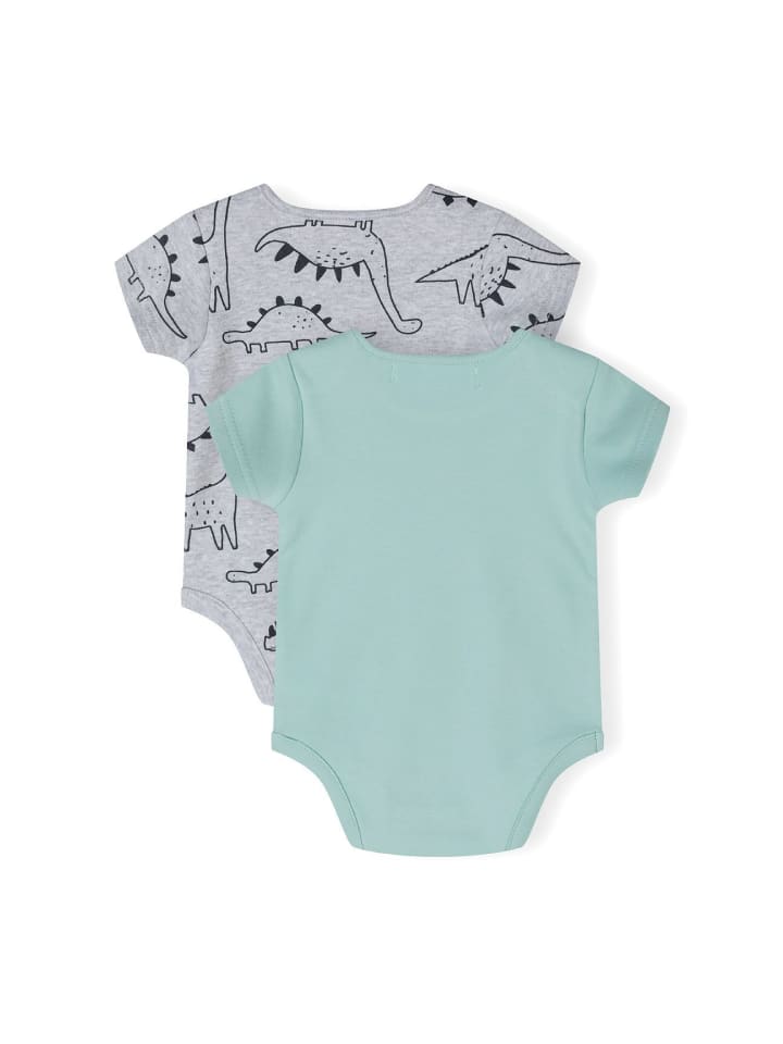 Minoti Комплект из 2 штук: боди с короткими рукавами 24babypack18 серого меланжевого цвета — фото 2