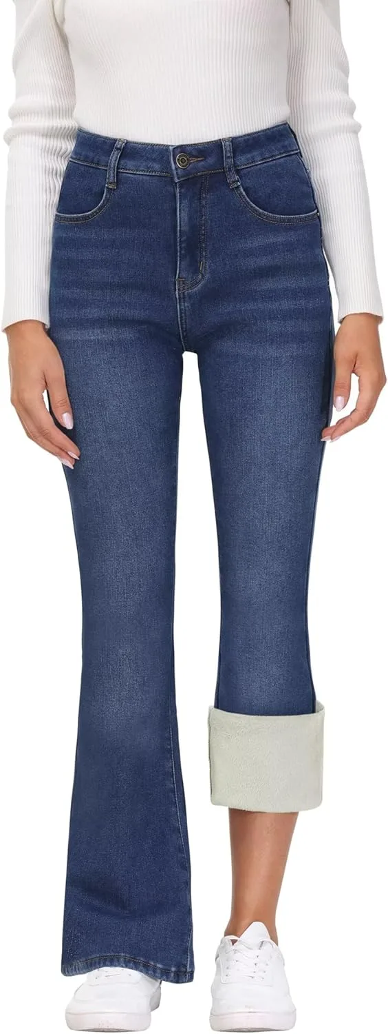 

Женские джинсы KDF Flare High Waisted Bell Bottom с подкладкой из флиса