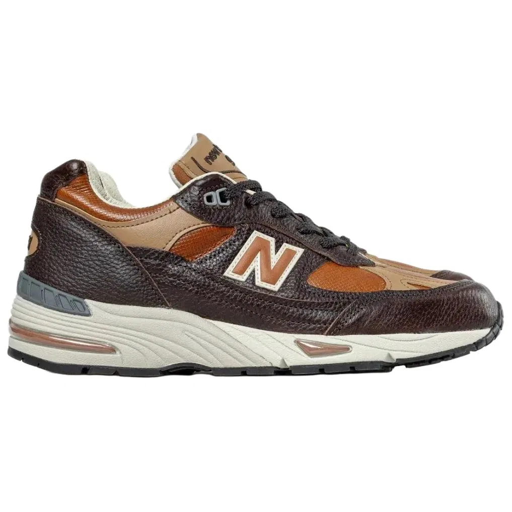 Кроссовки бежево-коричневые New Balance 991 v2 — фото 3
