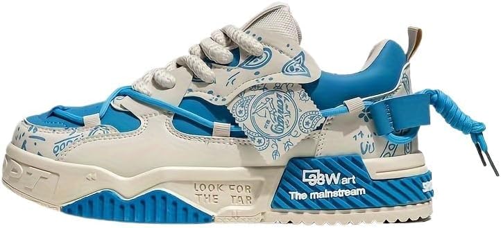 

Мужские модные стильные кроссовки, удобные в носке - превосходное сцепление, вентиляция для комфорта - надежные кроссовки на шнуровке для повседневного образа и уличного стиля Dikermoon, небесно-голубой