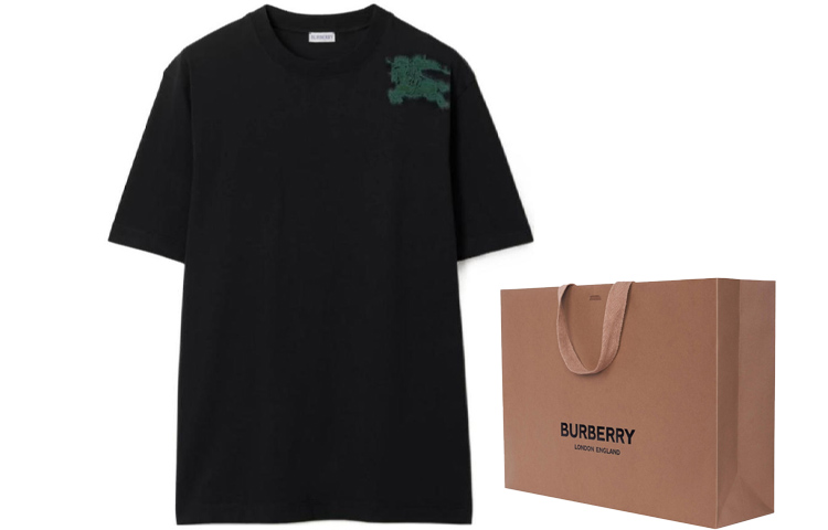 Футболка Burberry Equestrian Knight из хлопка, черный — фото 2
