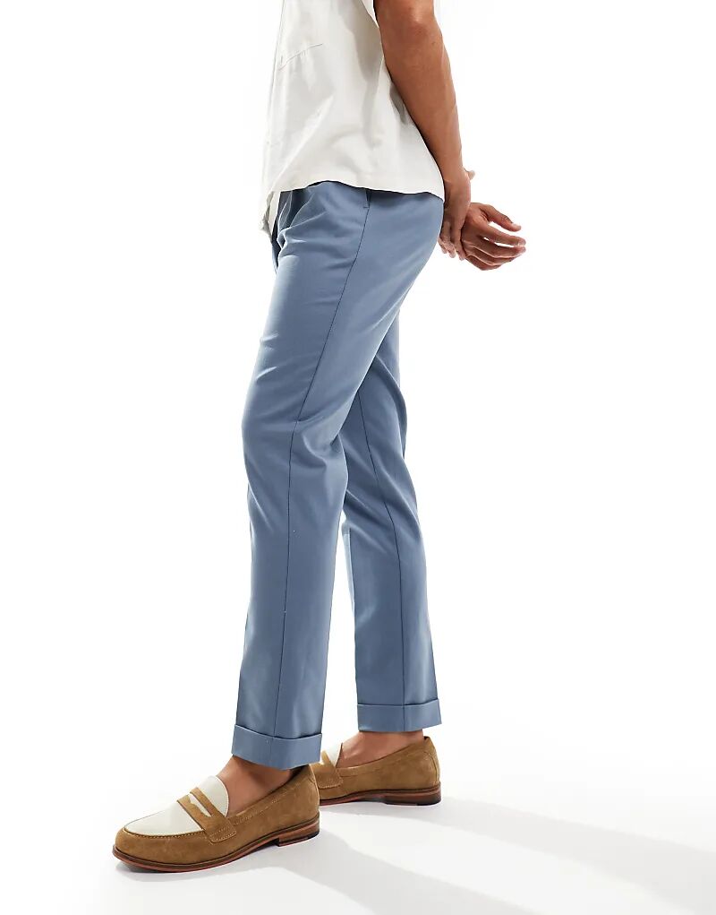 

Элегантные брюки-чиносы slim fit премиум-класса в цвете Petrol Blue ASOS DESIGN
