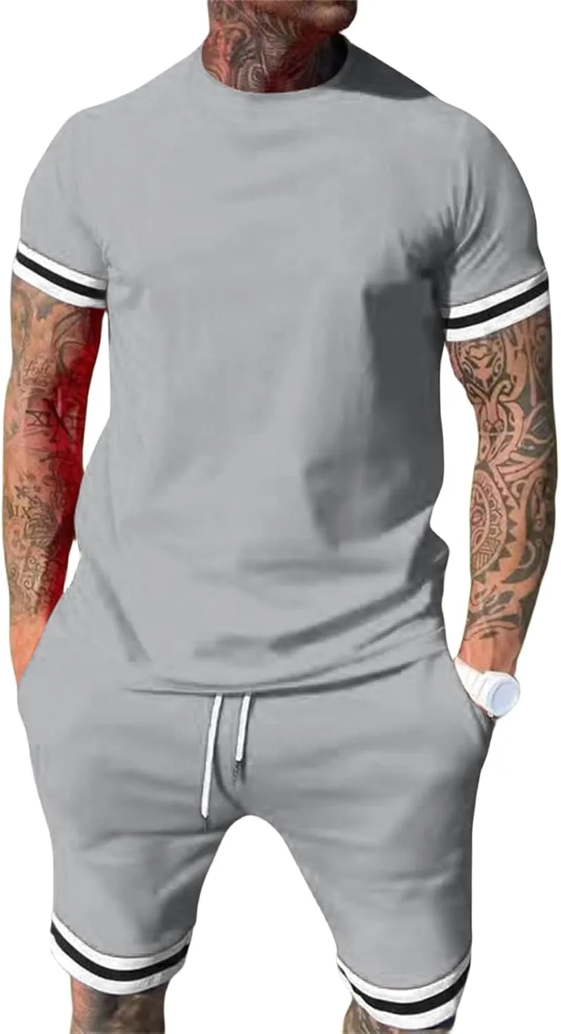 

Thatrich мужской спортивный костюм 2 в 1: футболка с круглым вырезом и эластичные шорты