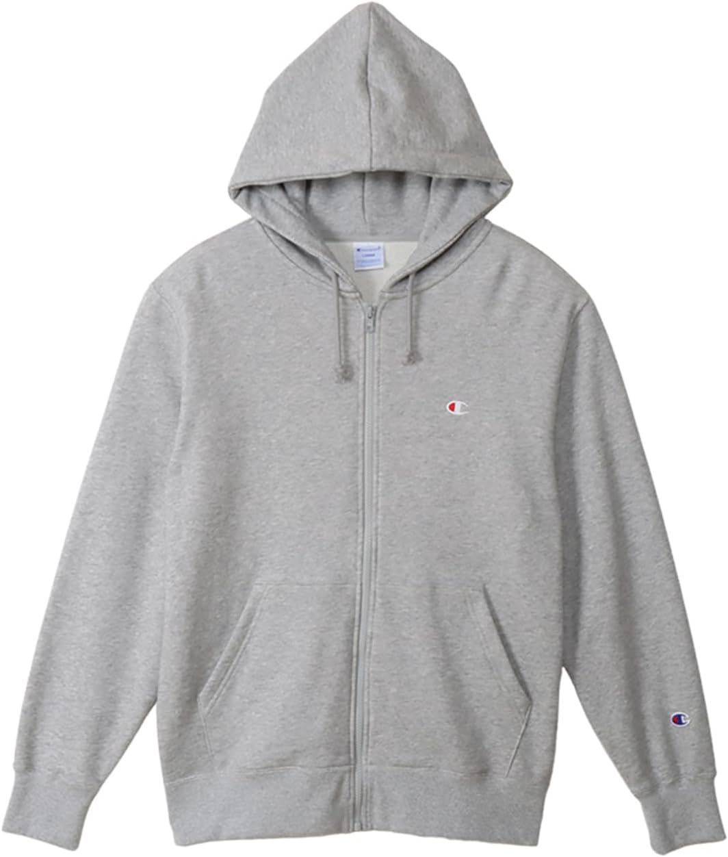 

Мужская толстовка Champion C3-W104Z с длинным рукавом, на флисовой подкладке, хлопок, произведено в США, вышивка логотипа One Point, толстовка на молнии с капюшоном, серый
