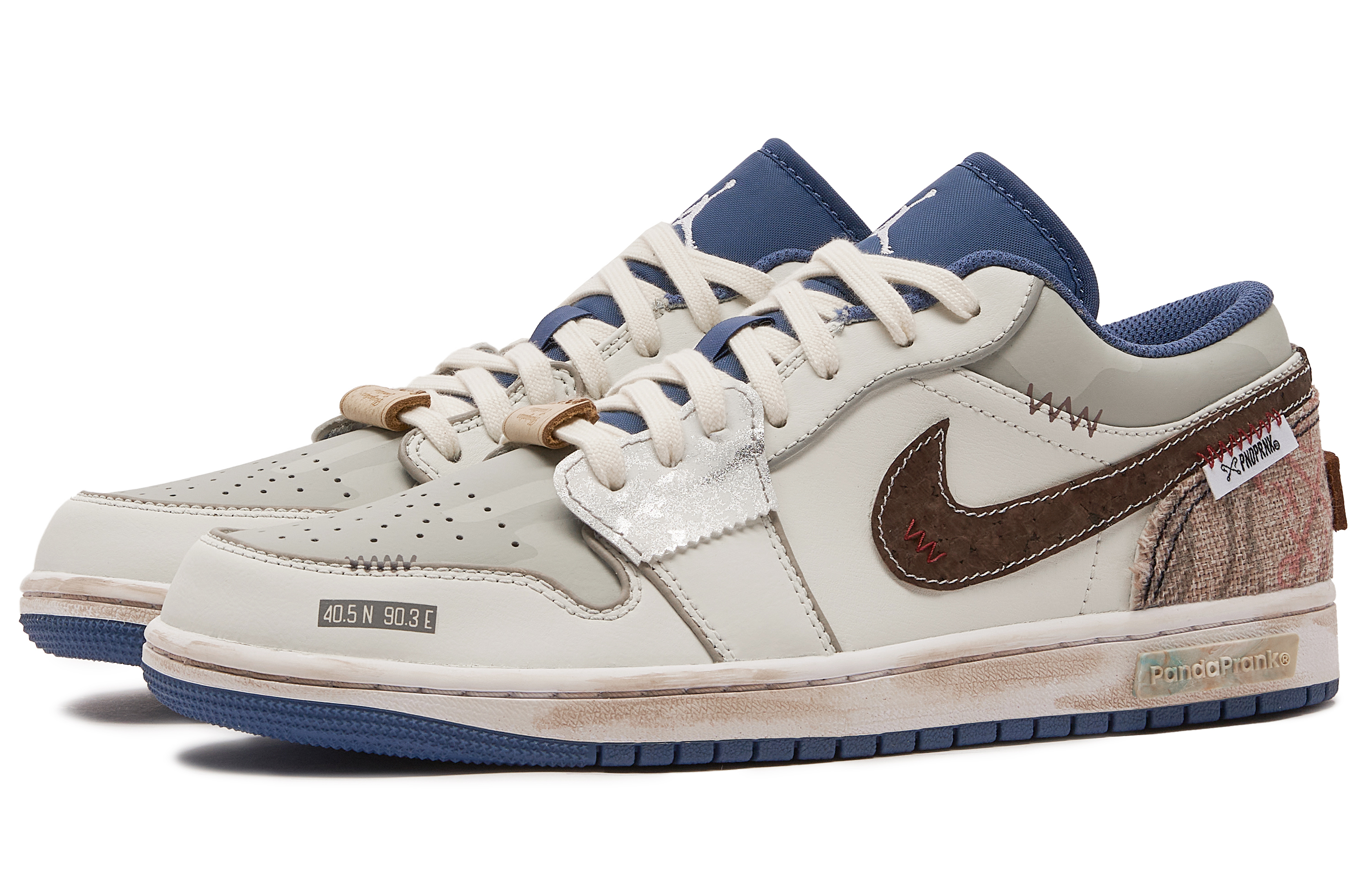 

Кроссовки Air Jordan 1 Vintage Basketball Shoes Men Low-top Blue/white/brown, коричневый