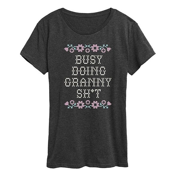 

Футболка с принтом Women's busy doing granny sh Licensed Character, Heather Charcoal