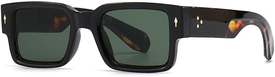 

Популярные модные прямоугольные солнцезащитные очки с заклепками для мужчин, винтажные панк-очки с градиентом для женщин, трендовые темно-зеленые солнцезащитные очки GHVWYX, Black Dark Green