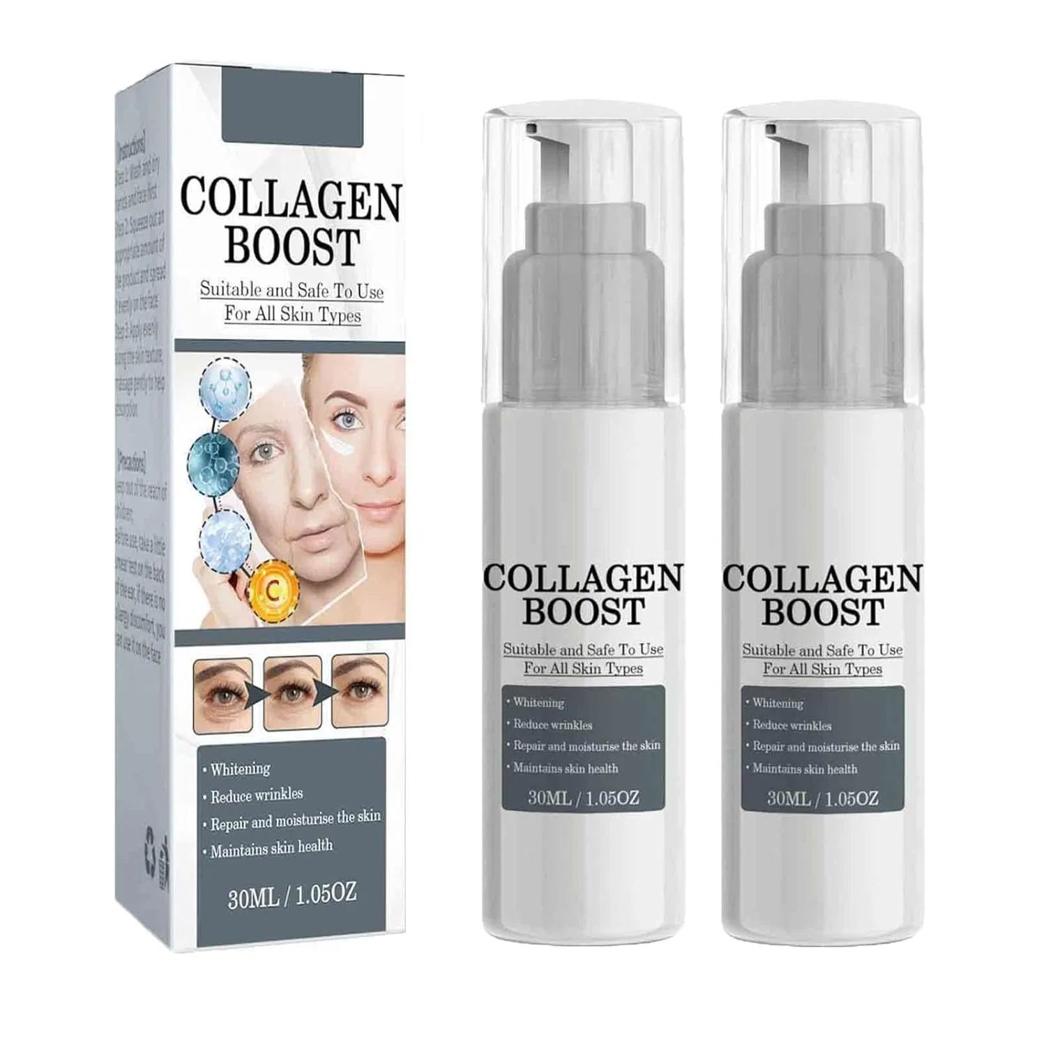 Сыворотка Collagen Boost Anti-Falten с гиалуроновой кислотой и витамином C Generisch, 2Pc