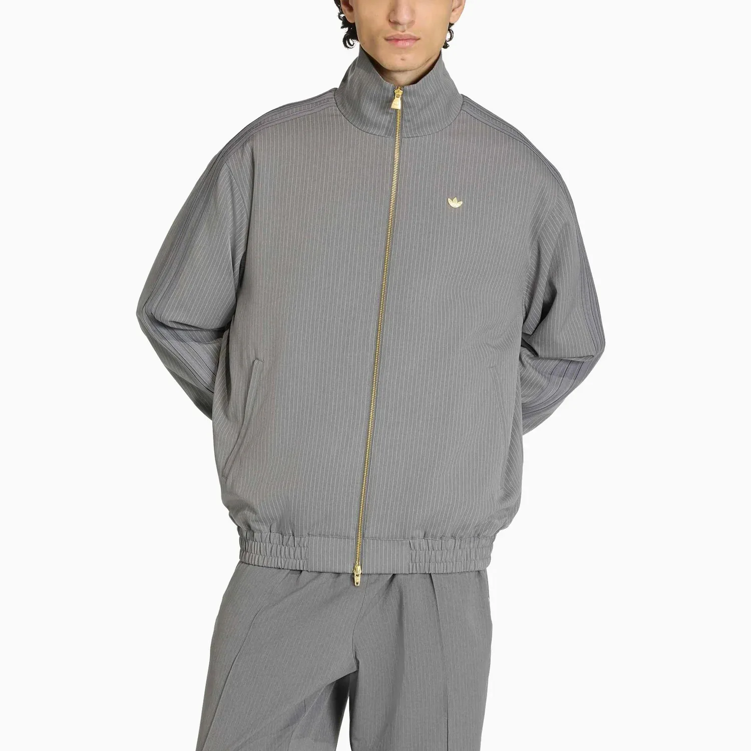 Толстовка на молнии в полоску Adidas Originals, серый