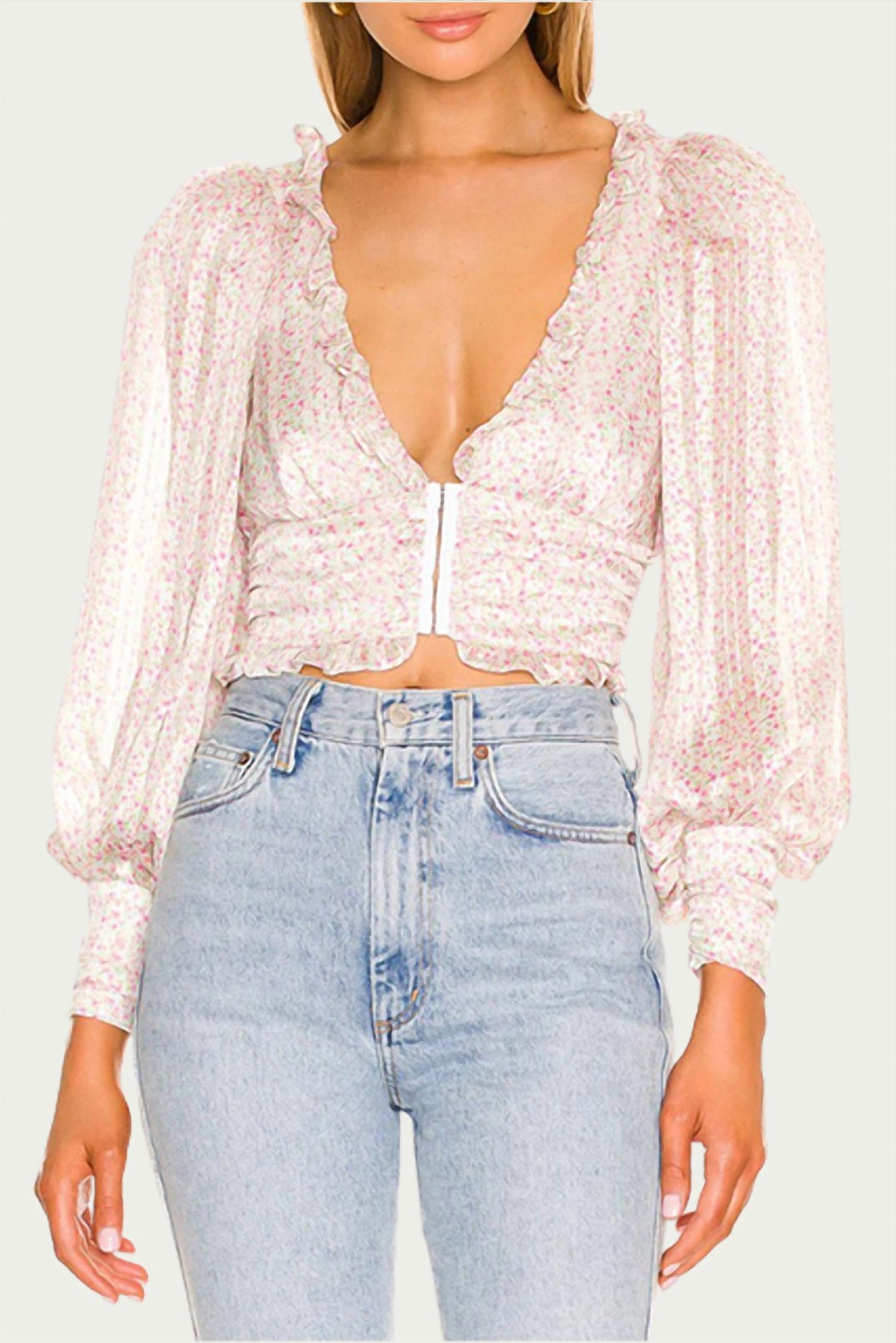 

Укороченный топ Natalie с цветочным принтом цвета слоновой кости for Love & Lemons