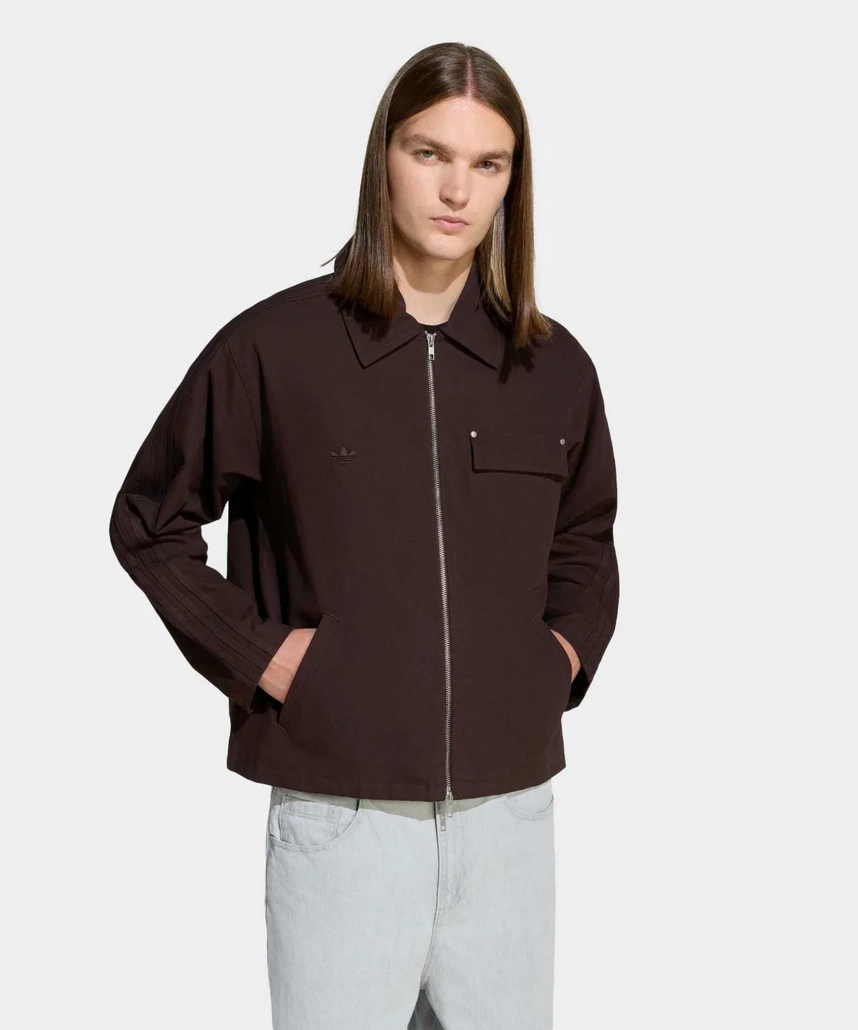 Куртка рабочая из канваса Adidas Originals, свободный крой, коричневая