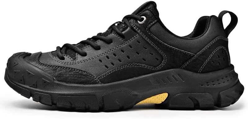 

Мужские повседневные кожаные кроссовки для походов, мягкие, износостойкие и легкие для прогулок на природе Generic, черный