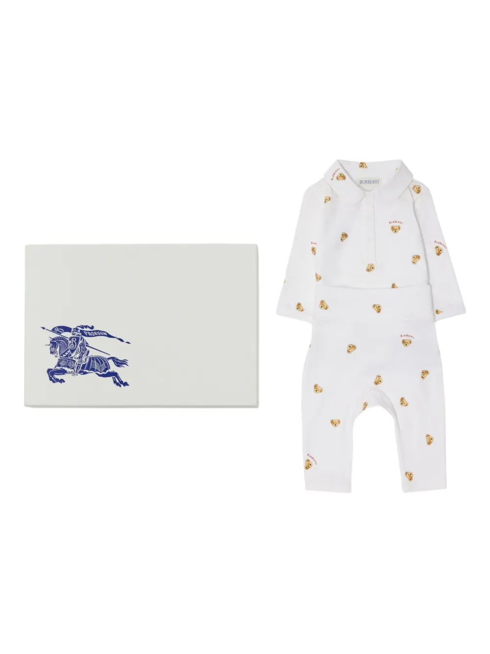 

Комплект Thomas Bear из боди и шапки бини BURBERRY KIDS, белый