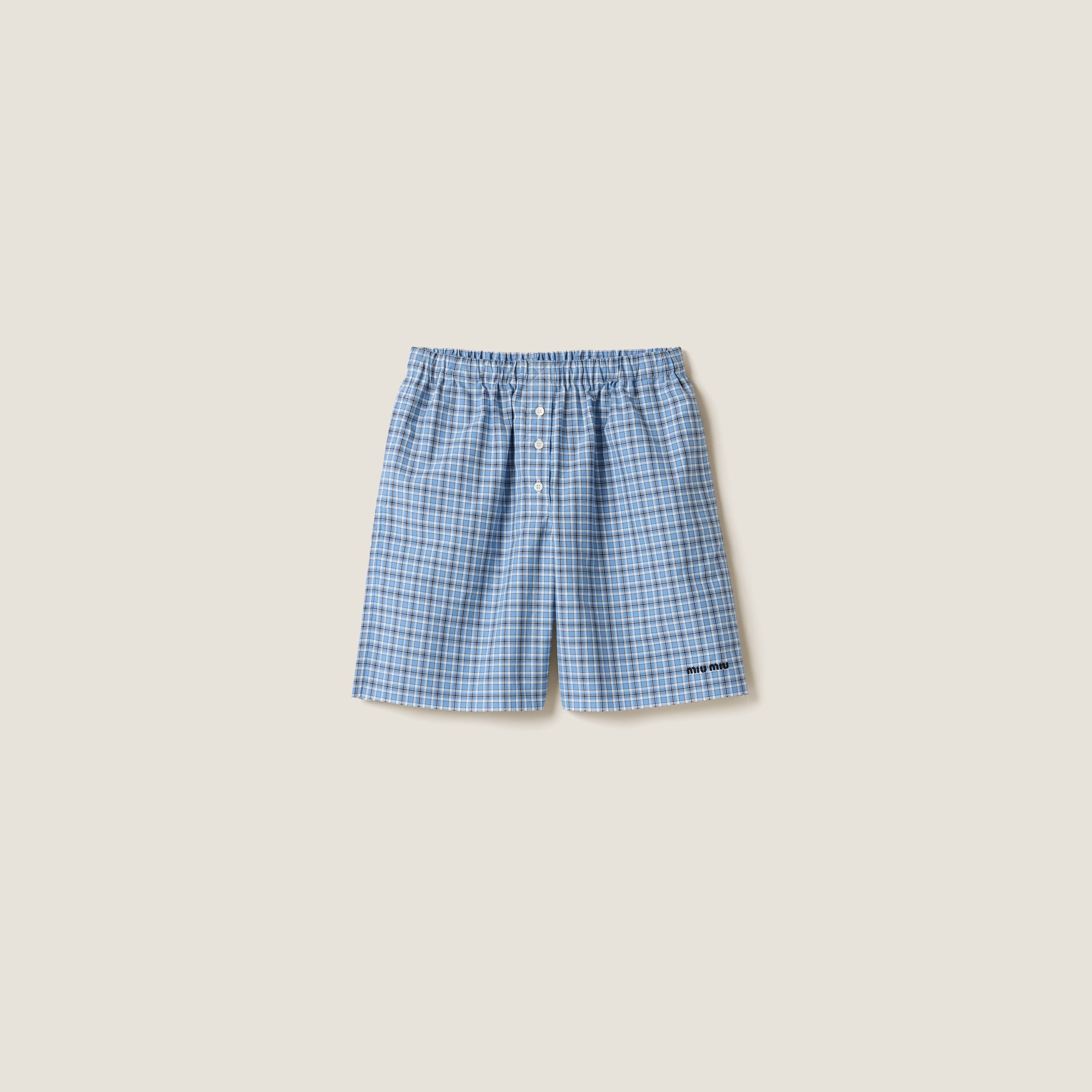 

Трусы-боксеры из поплина в клетку MIU MIU, светло-синий / синий