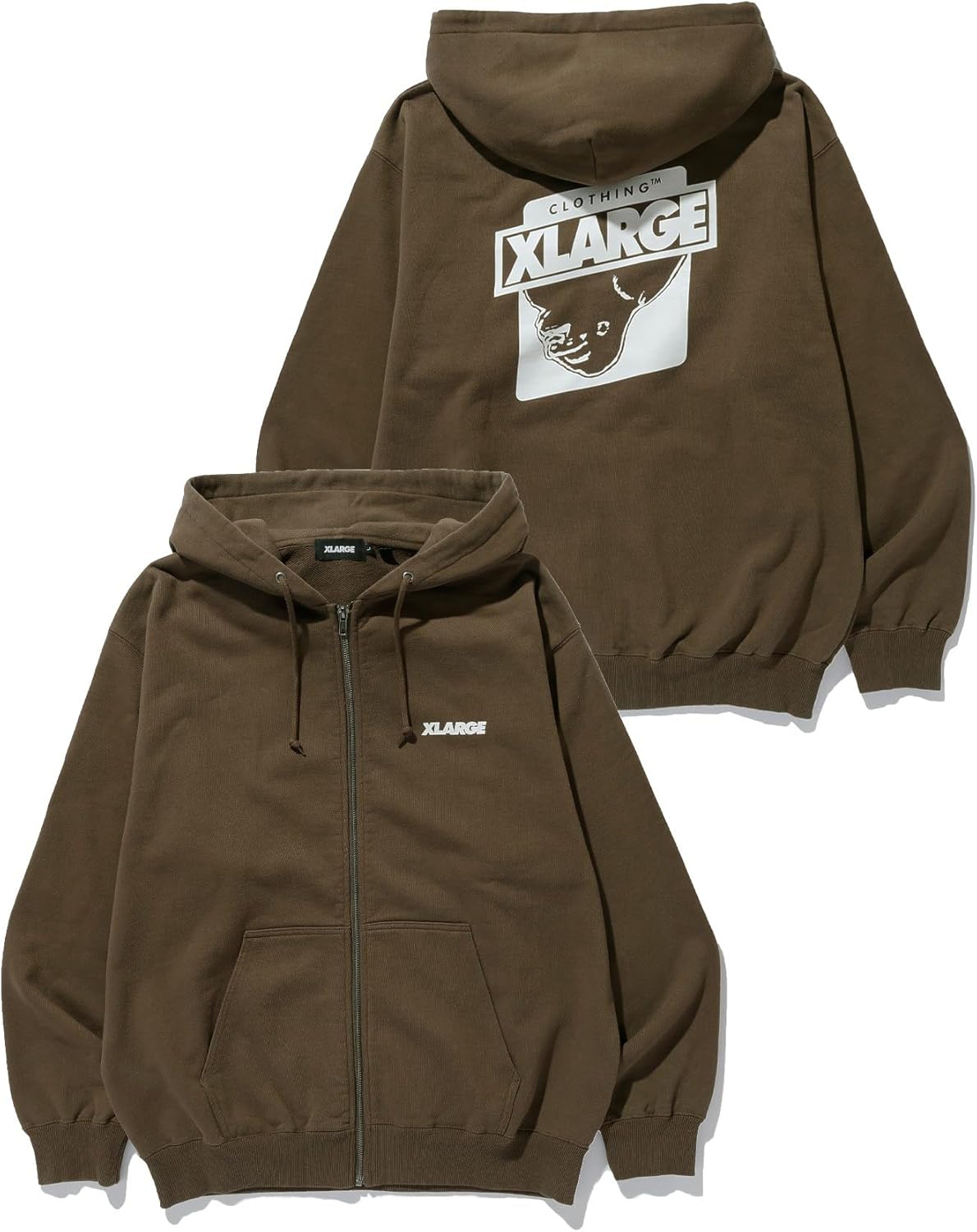 

Мужская толстовка с капюшоном на молнии XLARGE FLIP OG, коричневый