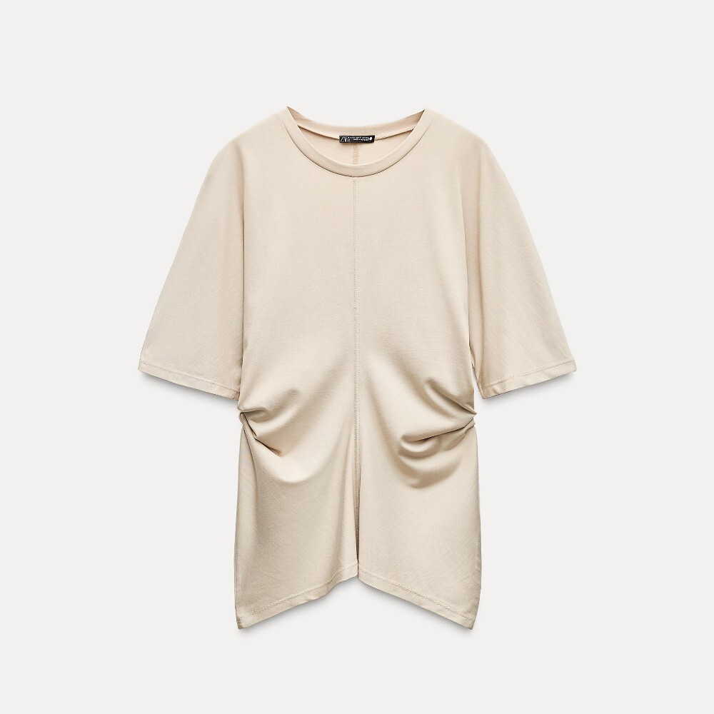 

Футболка Zara Draped, бежевый