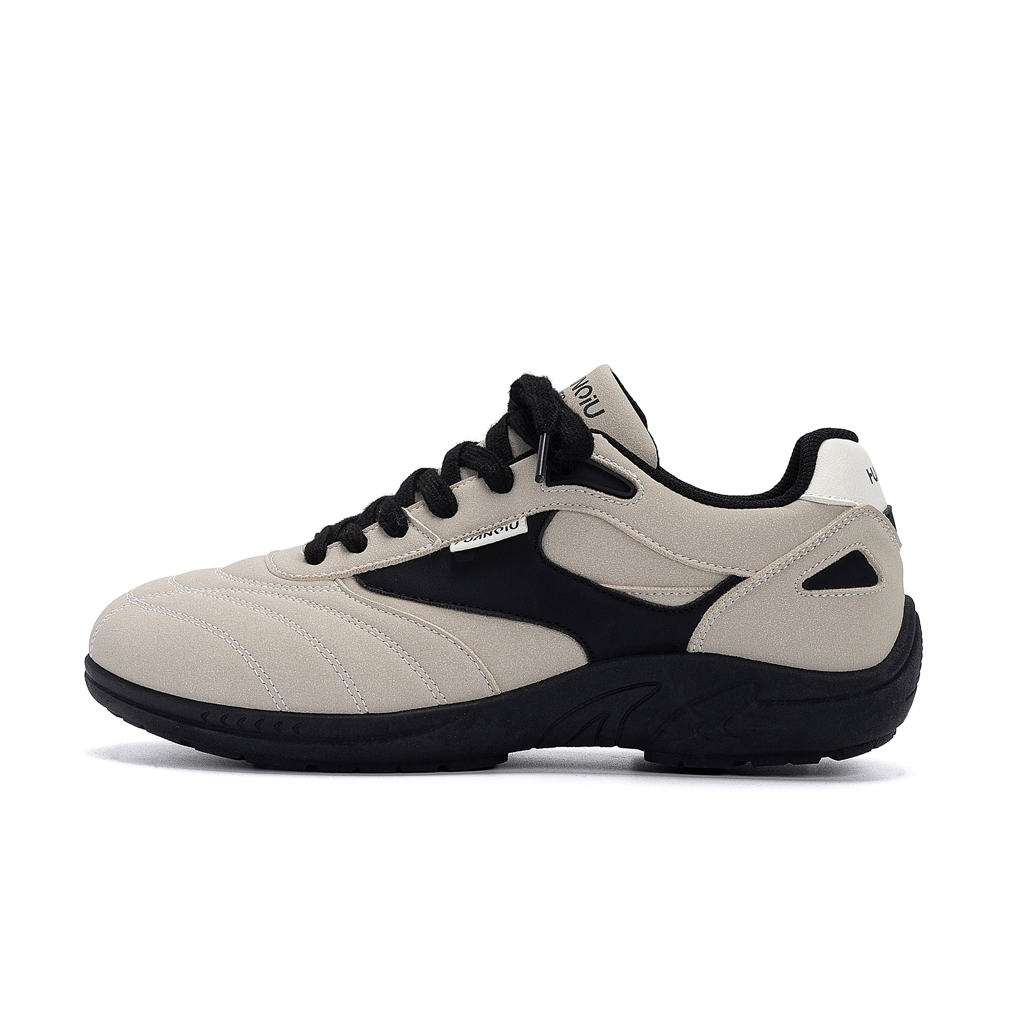 

HUANQIU Кроссовки Niche Racing Shoes PU легкие низкие скейтбордские мужские бежево-черные