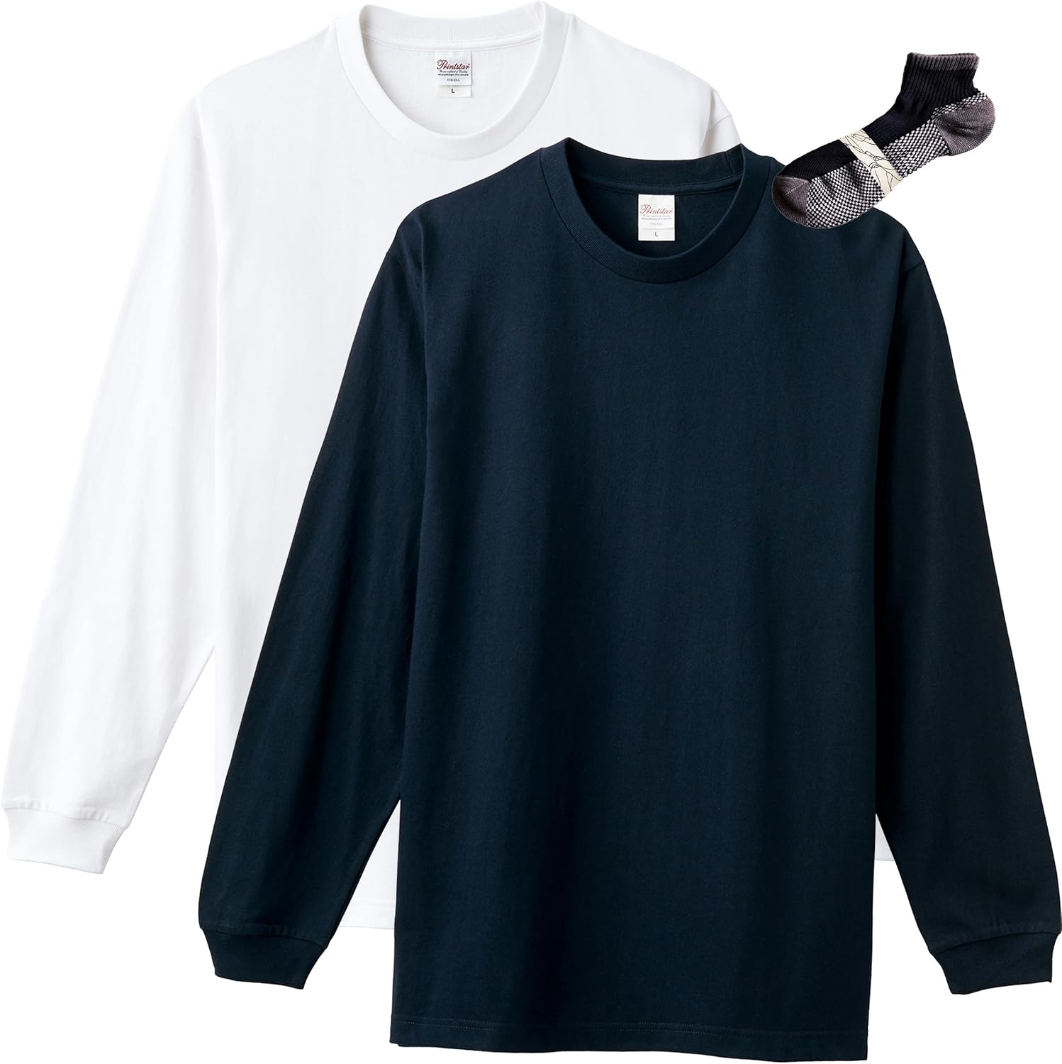

Мужская футболка с длинным рукавом Printstar 00110-CLL, однотонная, плотность ткани 5,6 унций, белый/темно-синий