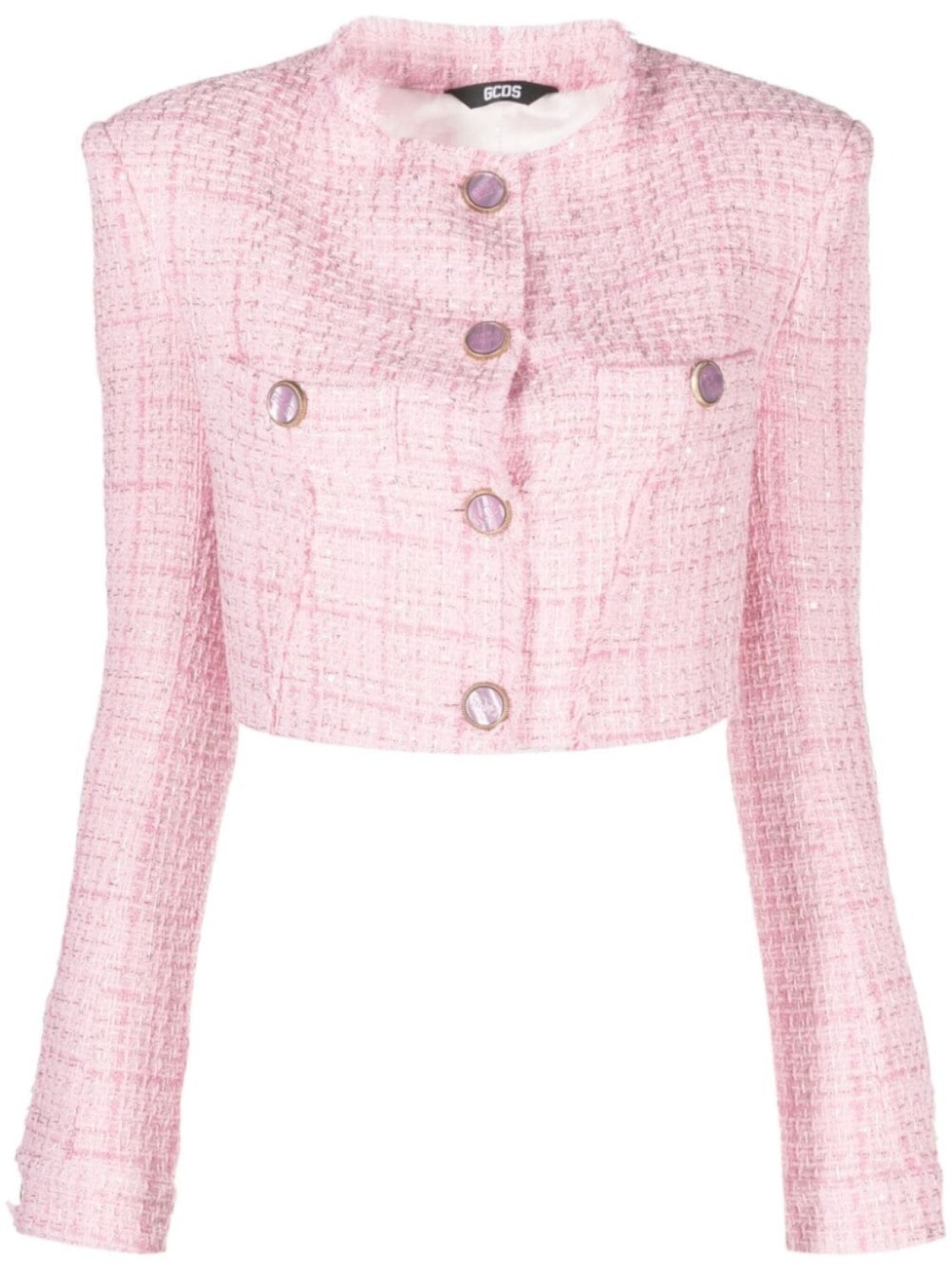 

Gcds button-up cropped tweed jacket, розовый