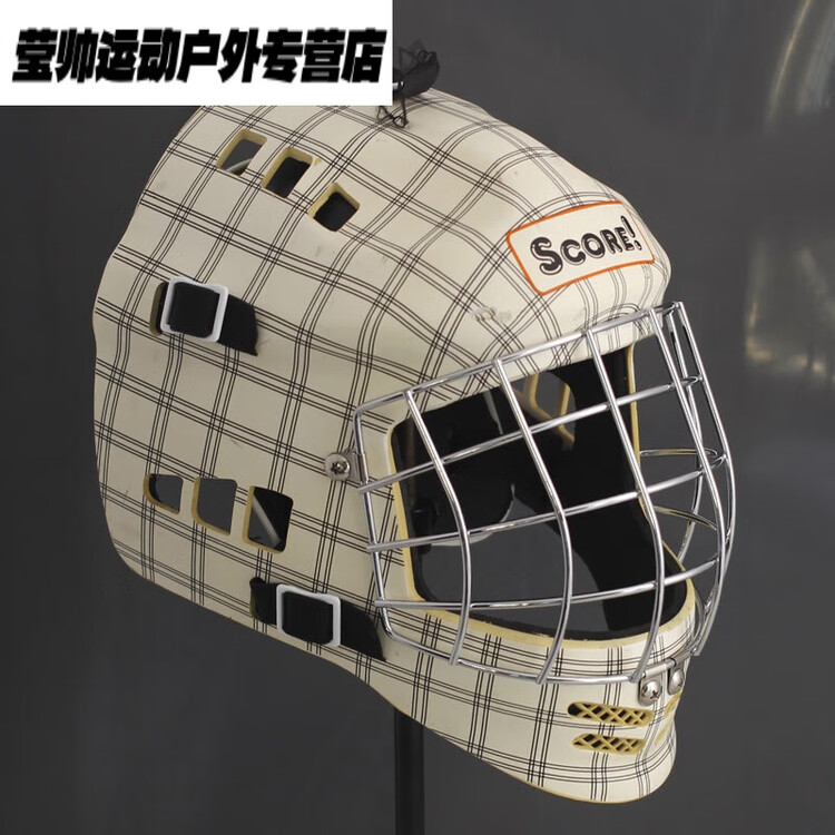

He Jiagong Бейсбольный шлем для кэтчера, хоккейный вратарский шлем, винтажный черно-белый клетчатый SCORE, размер M