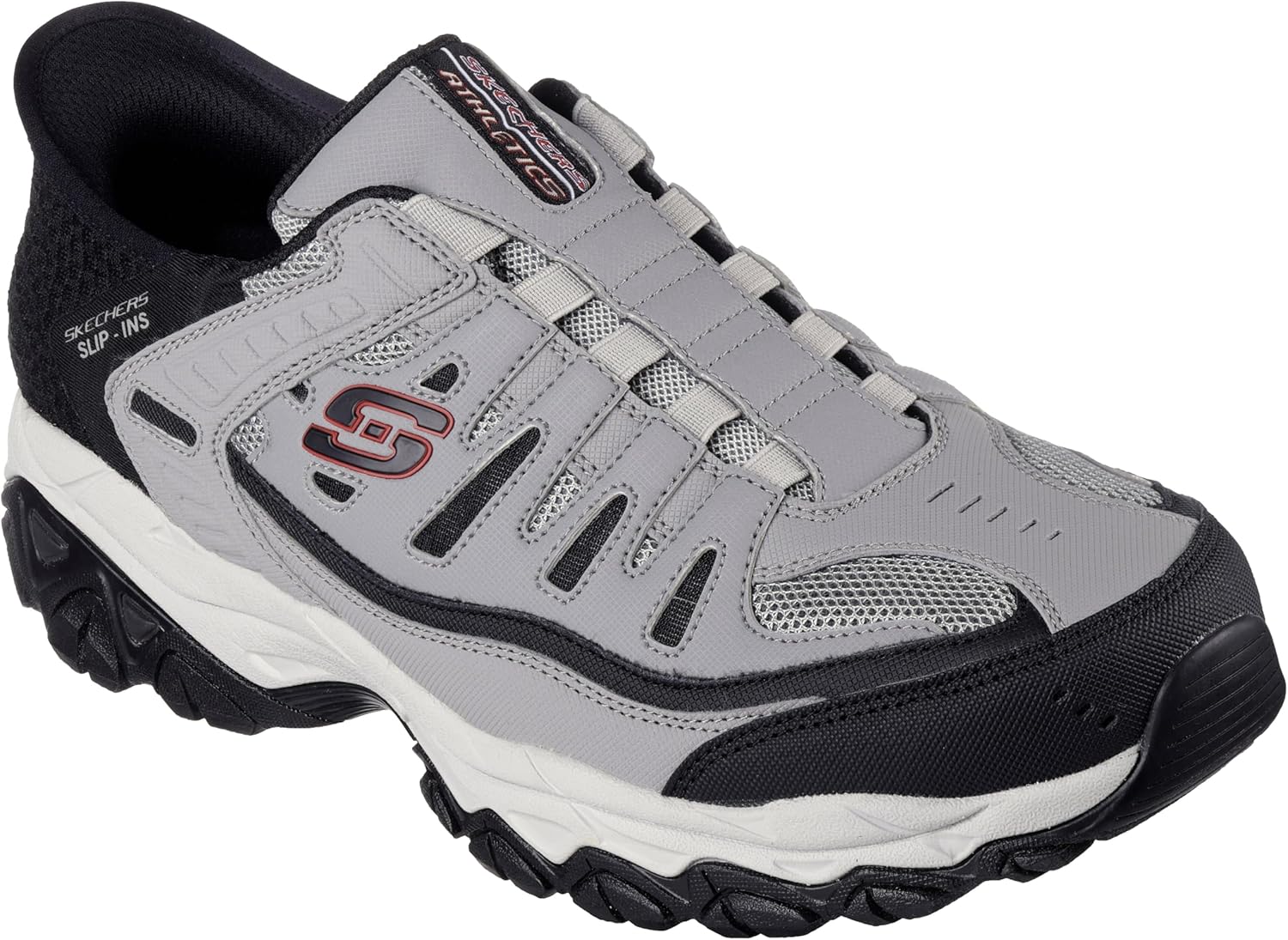 Мужские мокасины Skechers Afterburn M. Fit Ridgeburn без застежек с легким надеванием, черный/серый — фото 4