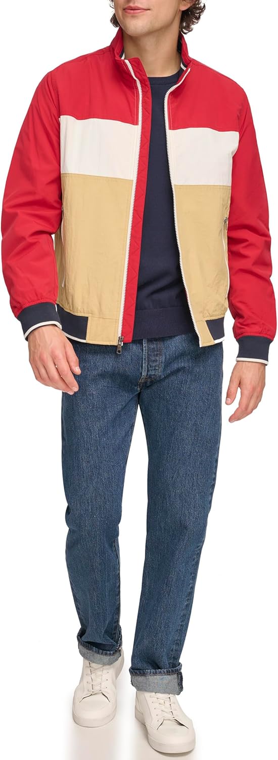 Мужская куртка-бомбер для яхтинга Tommy Hilfiger, Khaki/Red Colorblock — фото 2