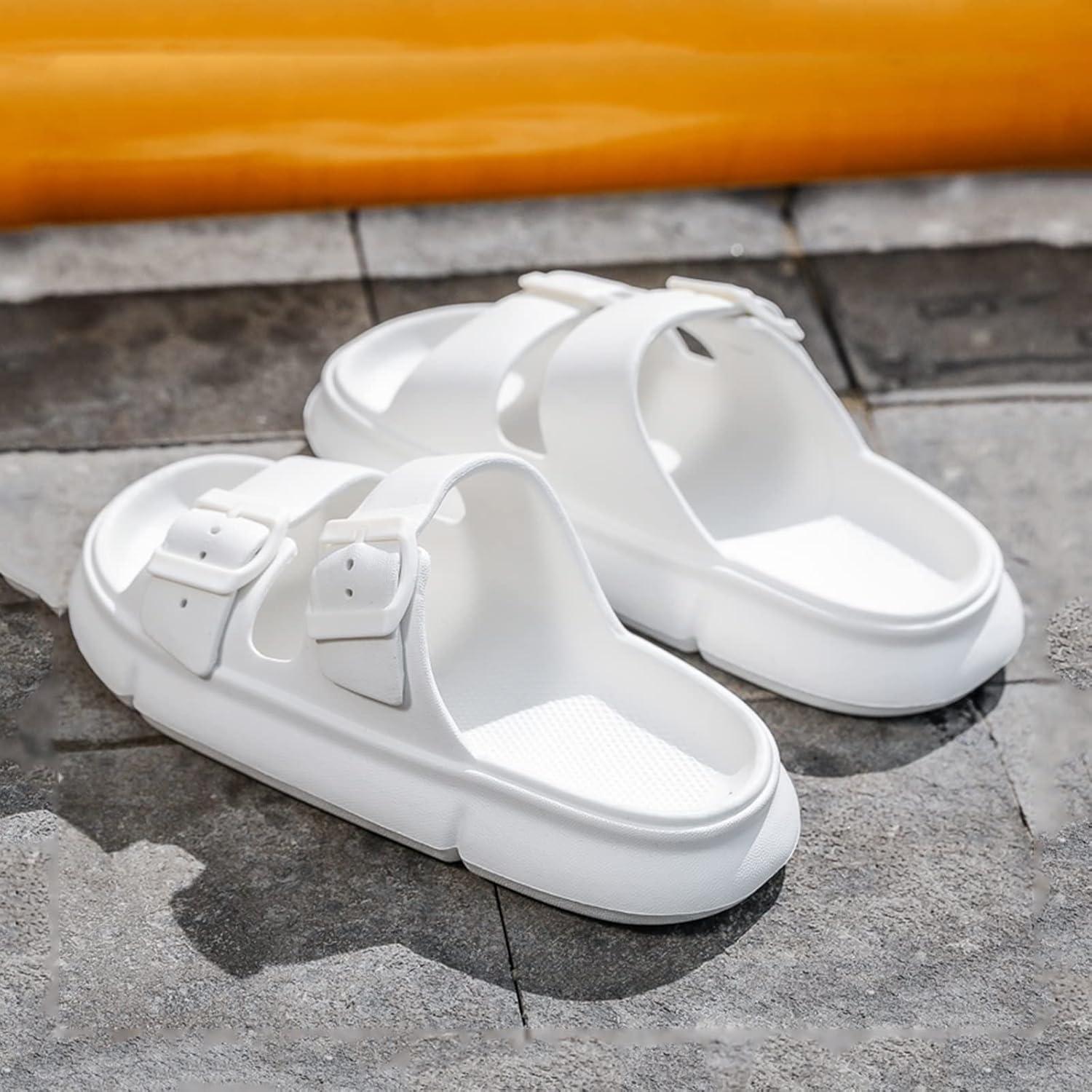 

Мужские сандалии-подушки с регулируемой пряжкой, подошва толщиной 3,5 см, открытый носок, пляжные сандалии для летнего сезона, тапочки для женщин (Цвет: черный, Размер: 45 EU) Txtc