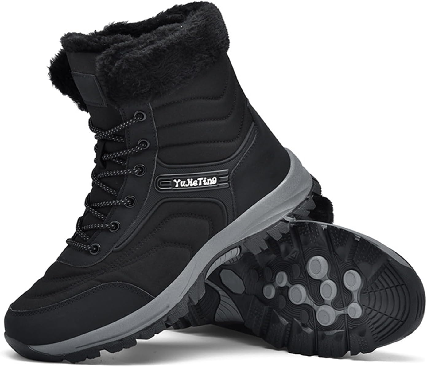 

Мужские зимние ботинки NVBUKE с водонепроницаемой ПУ-верхней частью, утепленные мехом, с шнуровкой, теплые, нескользящие, для работы, прогулок и походов, черный