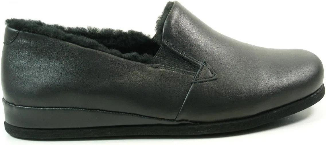 Rohde 6420 Viborg Мужские тапочки из кожи ягненка, Black
