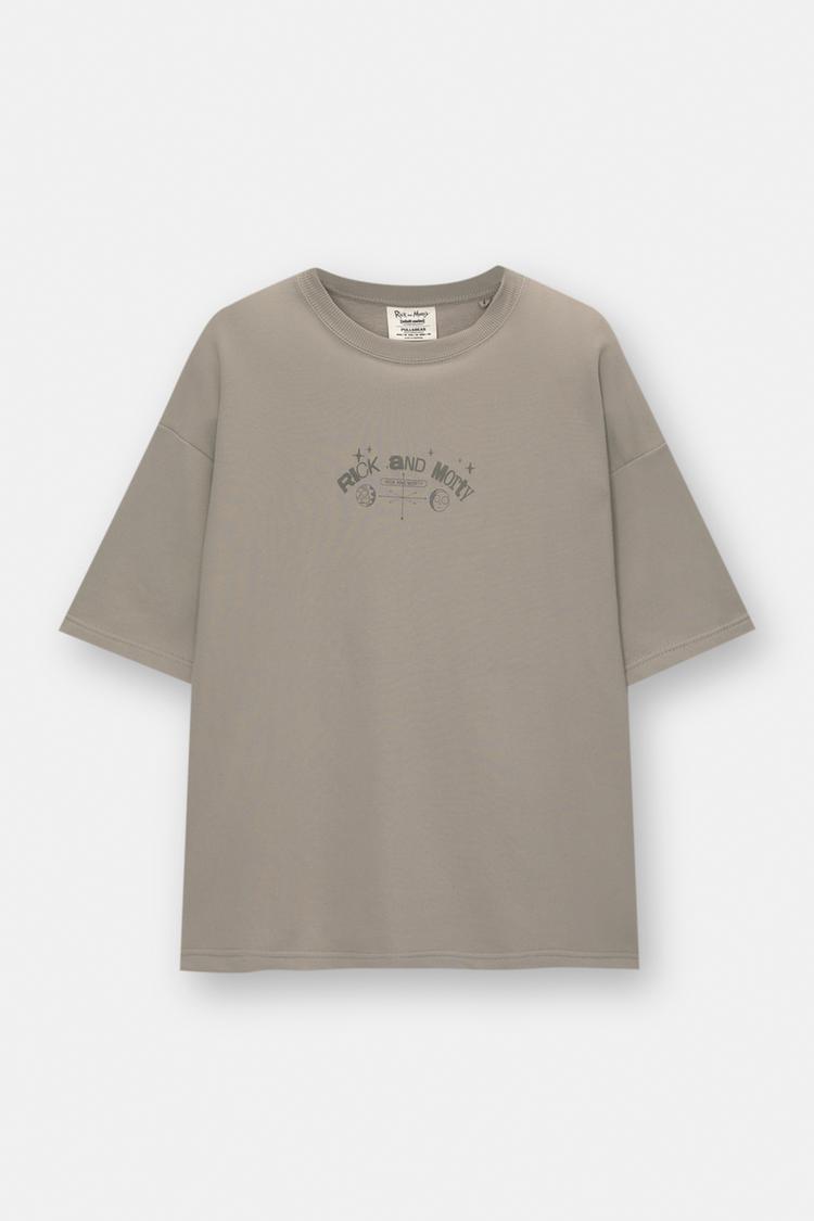 

Толстовка с короткими рукавами «Рик и Морти» Pull And Bear, серый