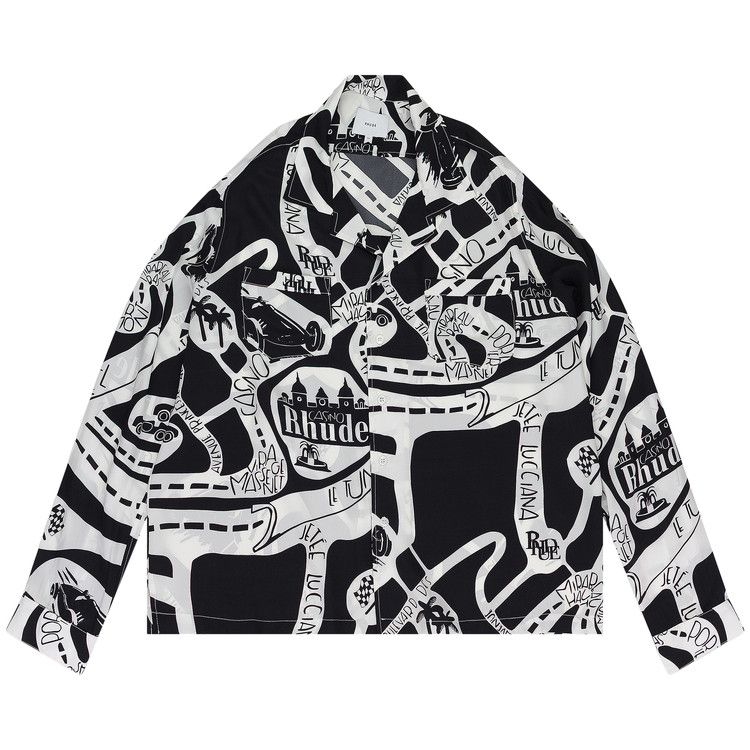 

Рубашка Rhude Strada Silk Long-Sleeve Button Down Shirt 'Black/White'