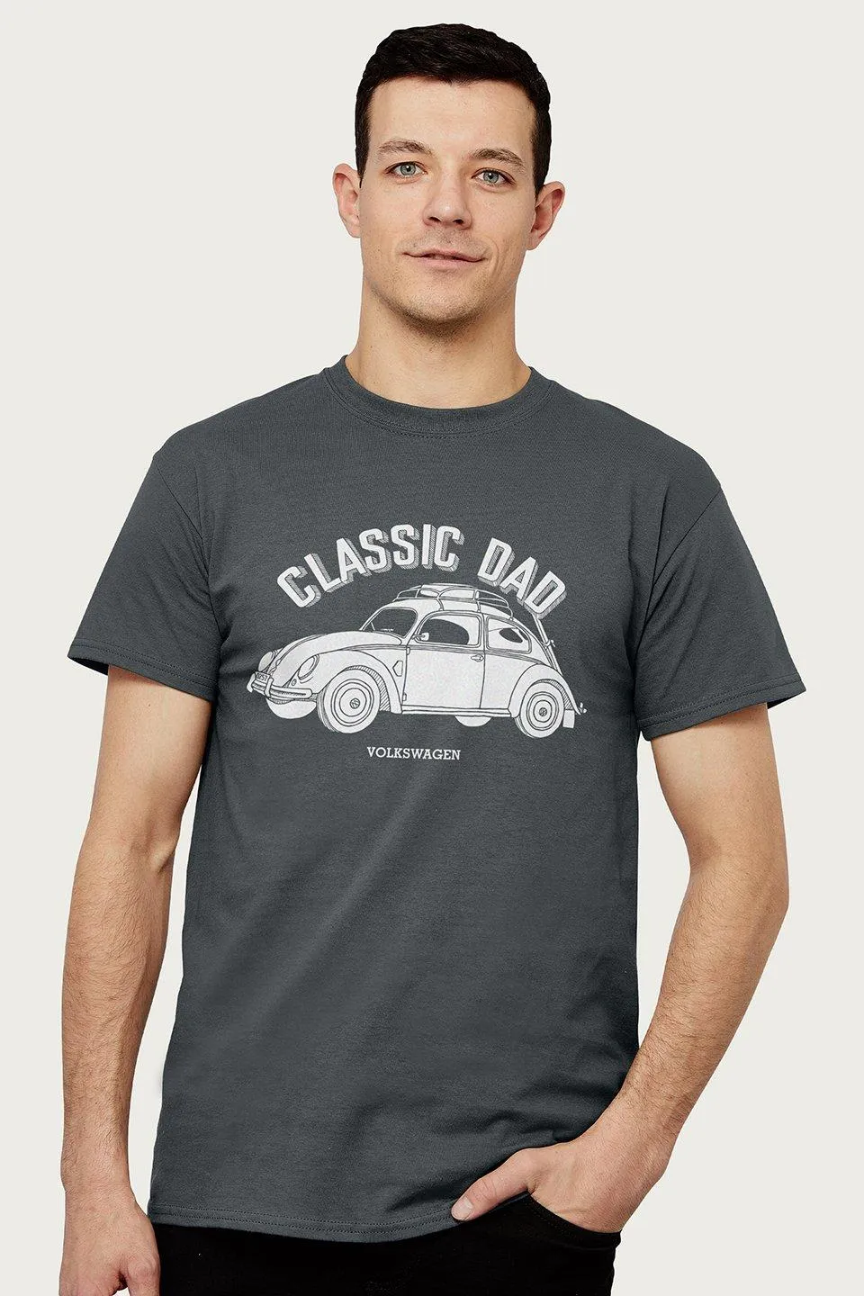 

Классическая футболка Dad Beetle на День отца Volkswagen, серый