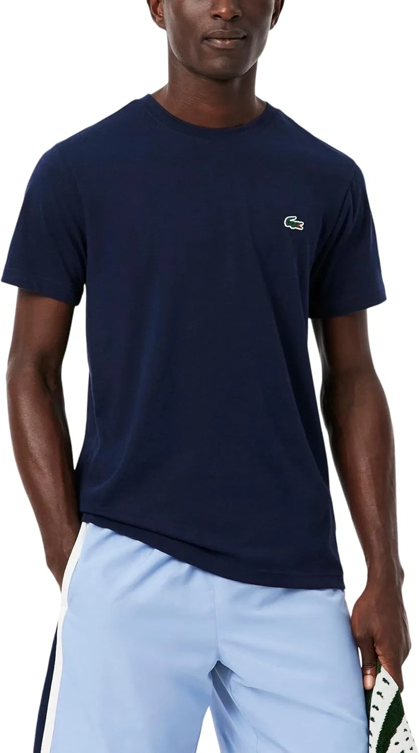Футболка спортивная Lacoste Ultra Dry Crocodile Graphic Sport T-Shirt, с принтом, темно-синий/белый