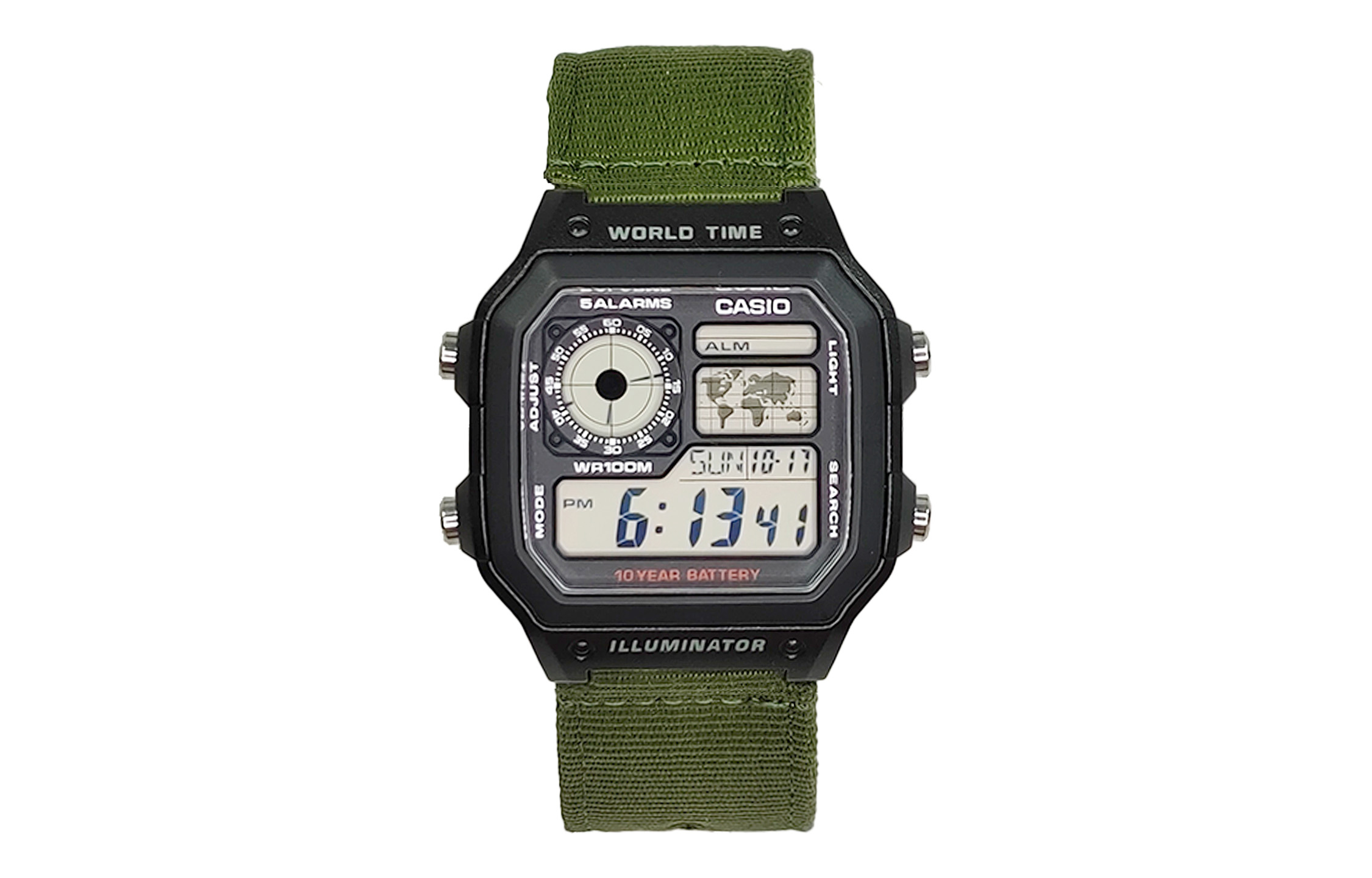 

CASIO Часы Unisex YOUTH Black Watch, Black Block Nylon Army Green