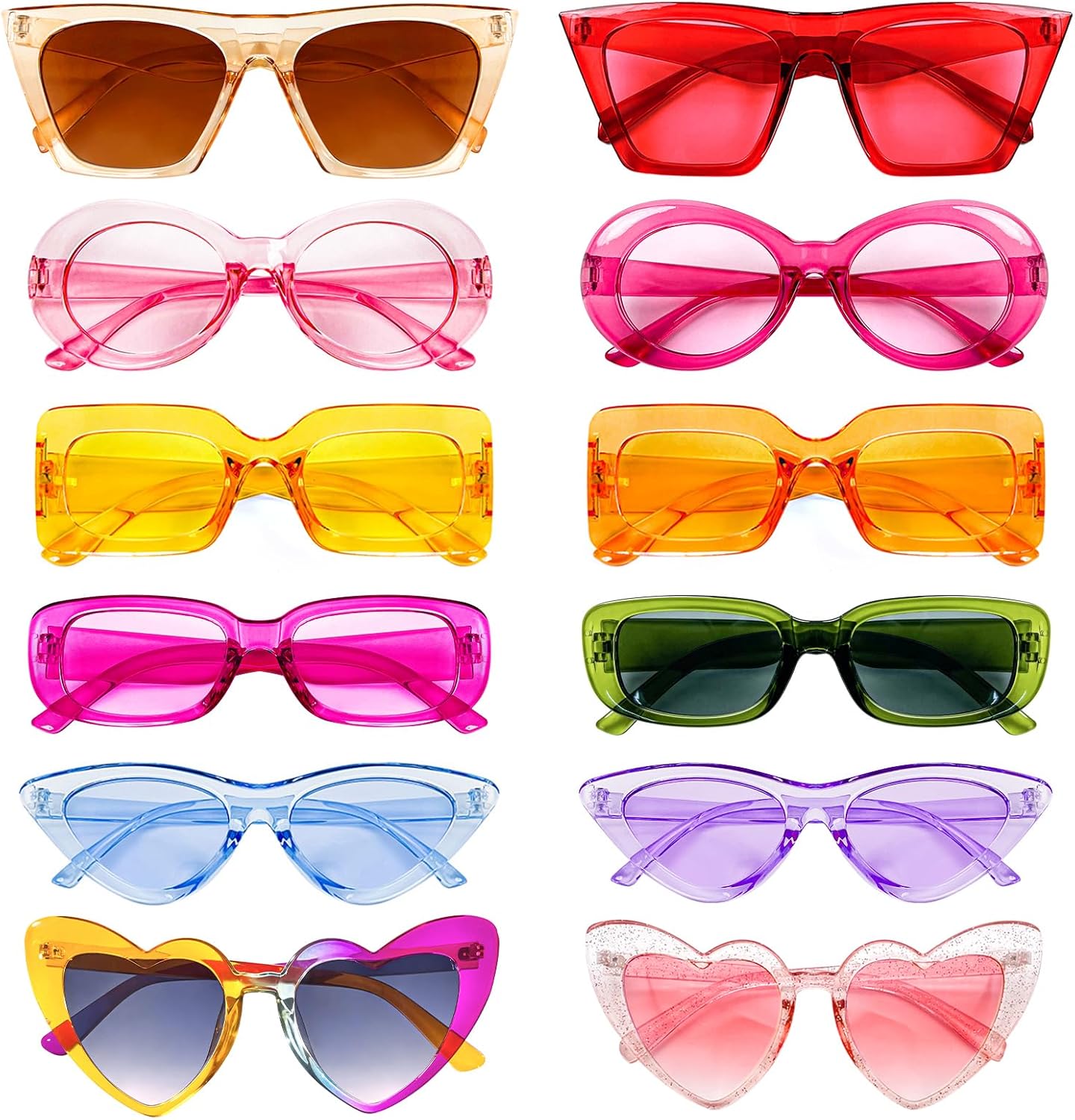 

Солнцезащитные очки Matcheck 12 в смешанном стиле, ретро, ​​цветные, для вечеринок, однотонные, прозрачные, для костюмированных вечеринок, оптом, унисекс, для взрослых, Multicolor Solid + Transparent