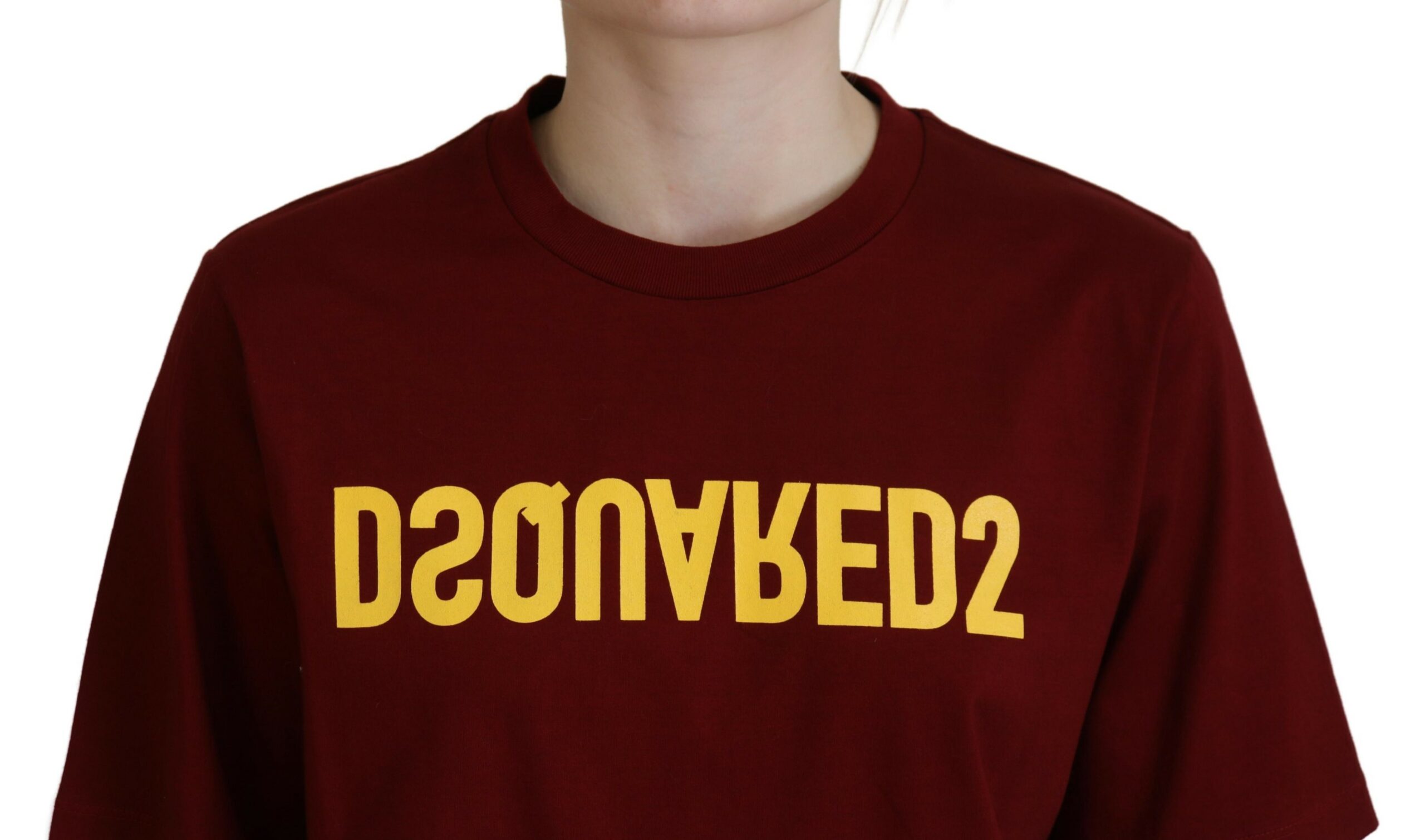 Футболка из хлопка с круглым вырезом и короткими рукавами с логотипом Maroon Dsquared2, цвет Maroon Logo Print — фото 4