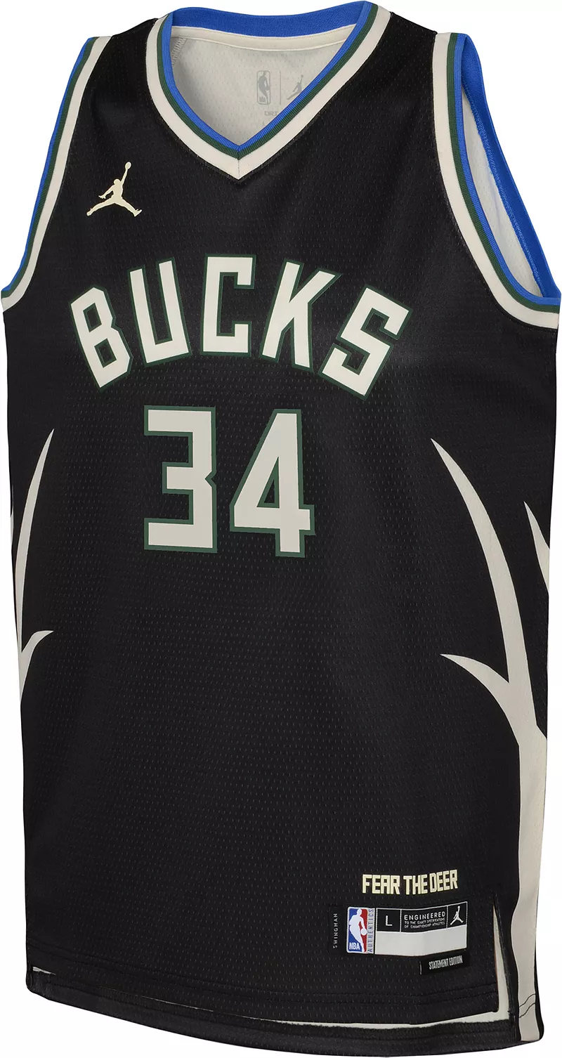 Черная майка Jordan Youth Milwaukee Bucks Яннис Адетокунбо № 34 Dri-FIT Swingman — фото 2