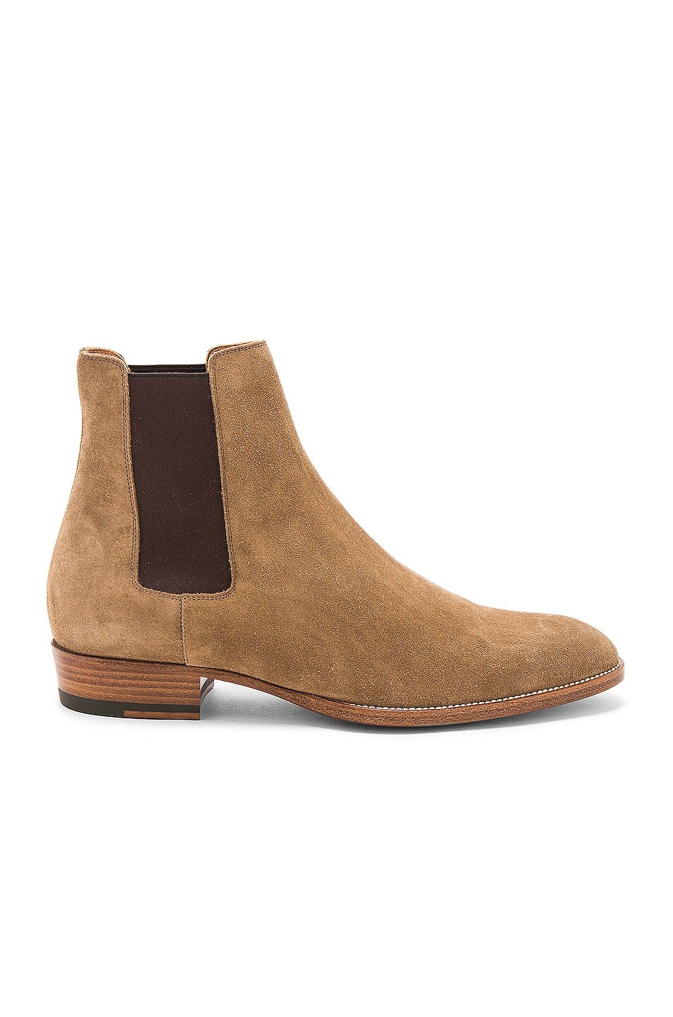 

Ботинки Saint Laurent Suede Wyatt Chelsea, цвет Light Cigar