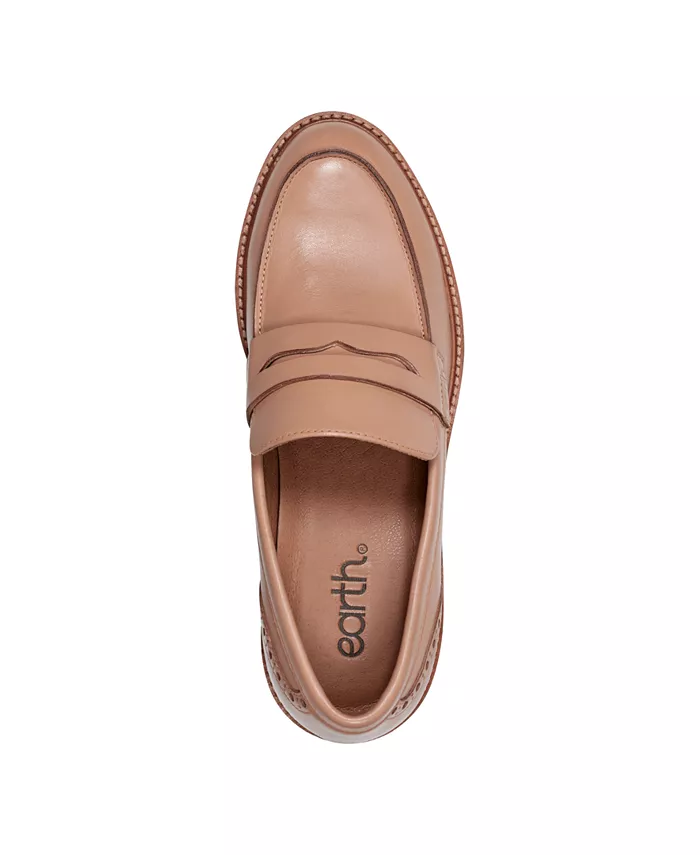 Женские лоферы Lindy Block Heel Slip-On Penny на устойчивом каблуке Earth, белый — фото 3