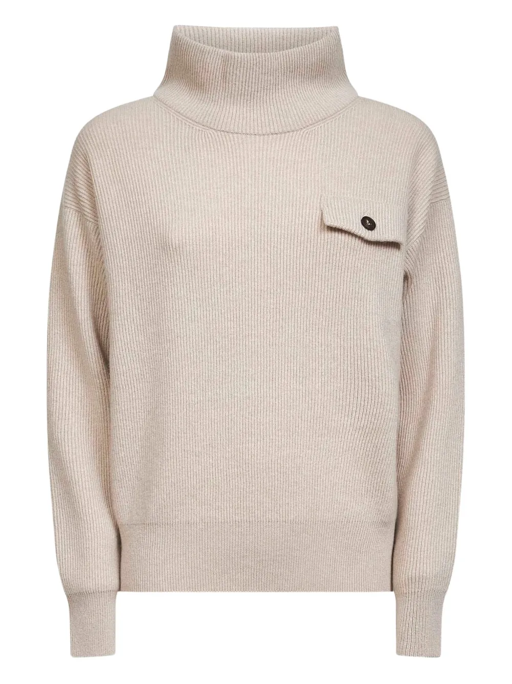 

Рифленый свитер с высоким воротником Brunello Cucinelli, бежевый