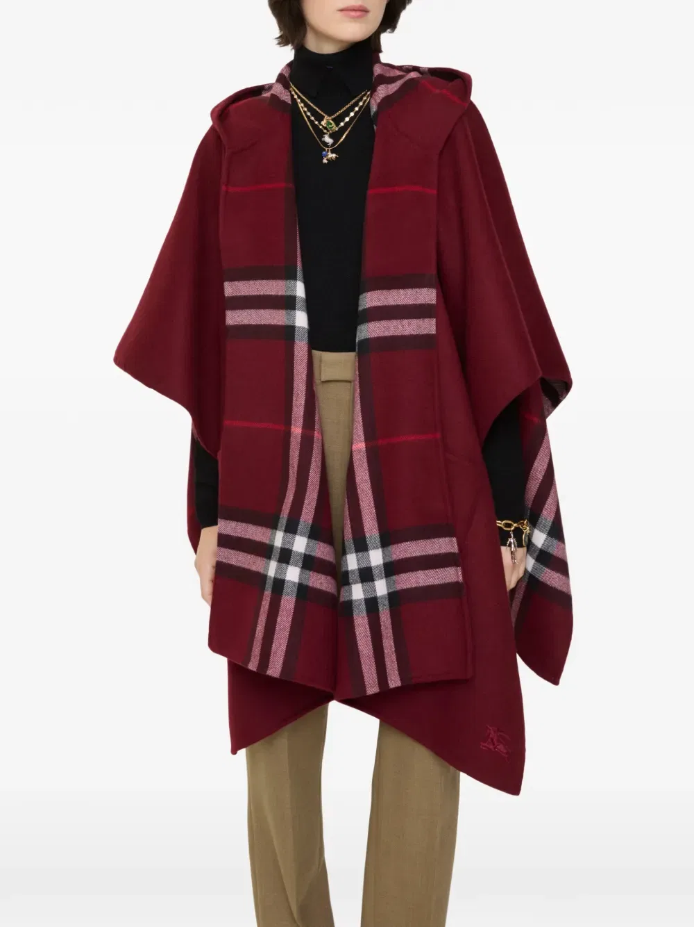 Кашемировая накидка с капюшоном Burberry, красный — фото 2