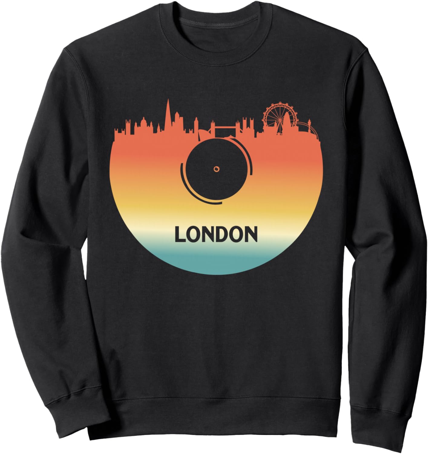 

Лондон, Англия, Великобритания, Лондонский горизонт, виниловая музыка, сувенирная толстовка из Лондона 26 Rd Londonshirts Apparel, черный