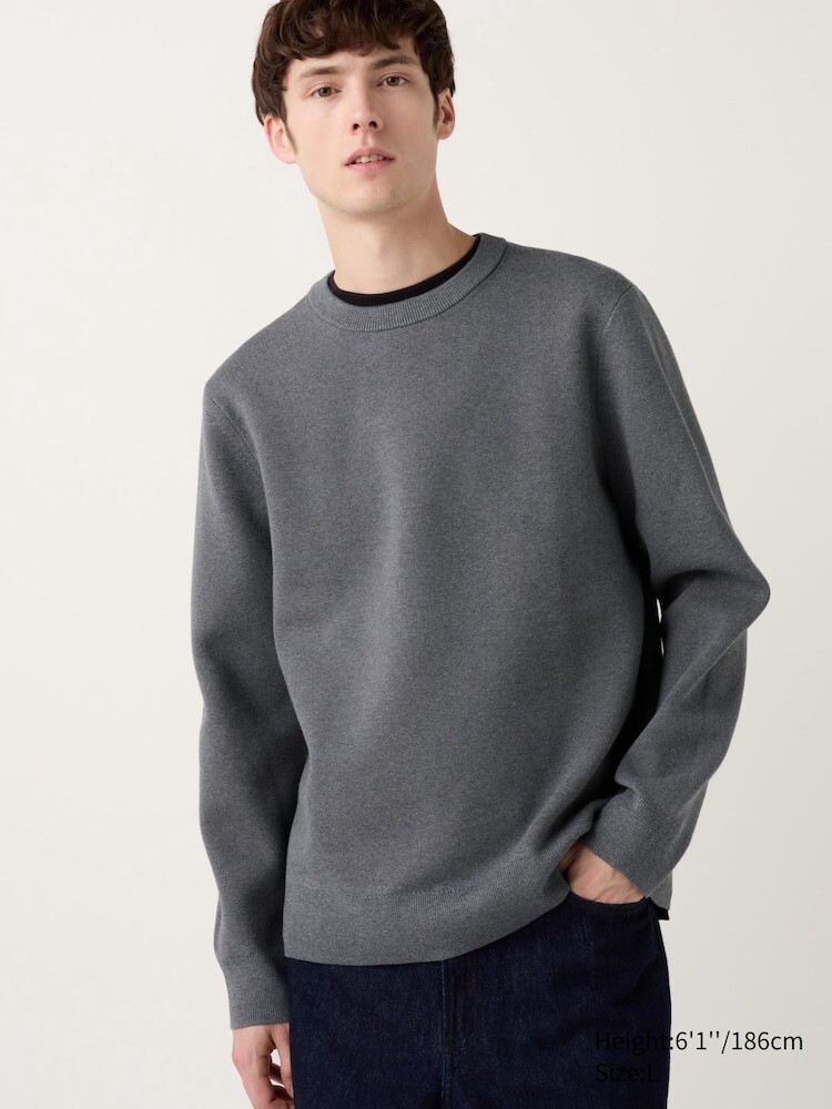 

Джемпер Milano Ribed с круглым вырезом Uniqlo, цвет 07 серый
