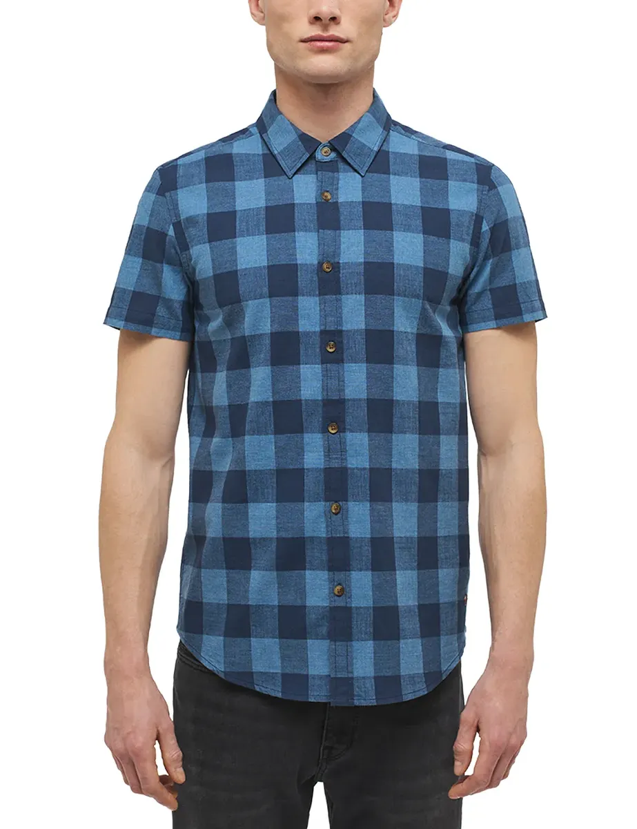 

Рубашка MUSTANG с короткими рукавами "Style Chris Denim Check", синий