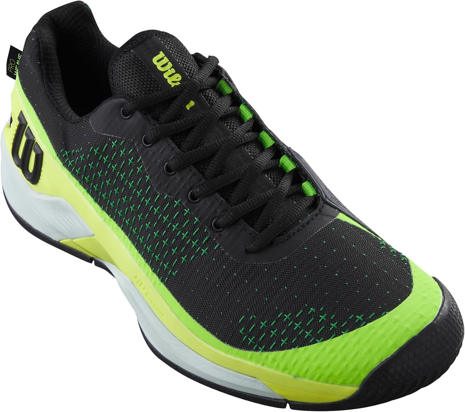 Мужские теннисные кроссовки Wilson Mens Rush Pro Extra Duty, черный/зеленый/желтый — фото 2